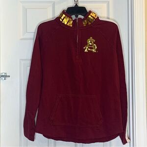 PINK Victoria’s Secret ASU 1/4 Zip Pullover Maroon and Gold Size Medium